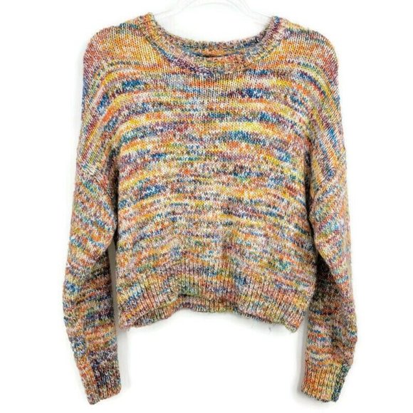 Forever 21 Sweaters - Forever 21 Wool Blend Chunky Knit Crewneck Sweater Multicolor Cropped Small